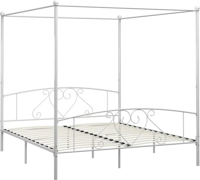 vidaXL Himmelbett-Gestell aus Metall in Weiß, B/T: 200 x 200 cm - Bild 1