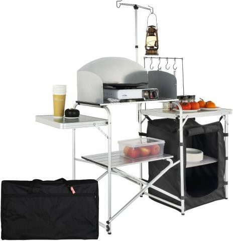 VEVOR Campingküche Outdoor faltbar in Silber mit Windschutz und Schrank B/T/H: 78 x 49 x 13 cm - Bild 1