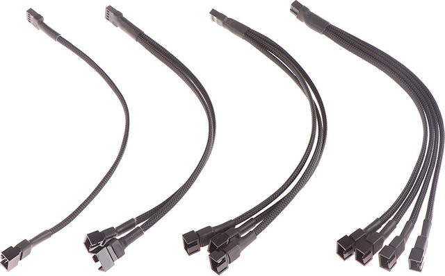 YY30 4-poliges Lüfter-Splitter-Adapterkabel für PC-CPU-Lüfter in Schwarz - Bild 1