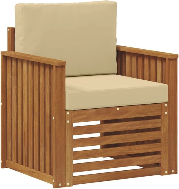 vidaXL Outdoor-Sofagarnitur aus Akazienholz mit Kissen in Natur-beige, B/T/H: 71 x 63 x 73 cm - Bild 1