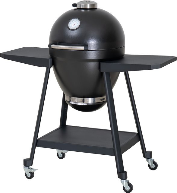Sunjoy Kamado Holzkohlegrill in eierförmiger Form mit Pizzaplatte, schwarz - Bild 1