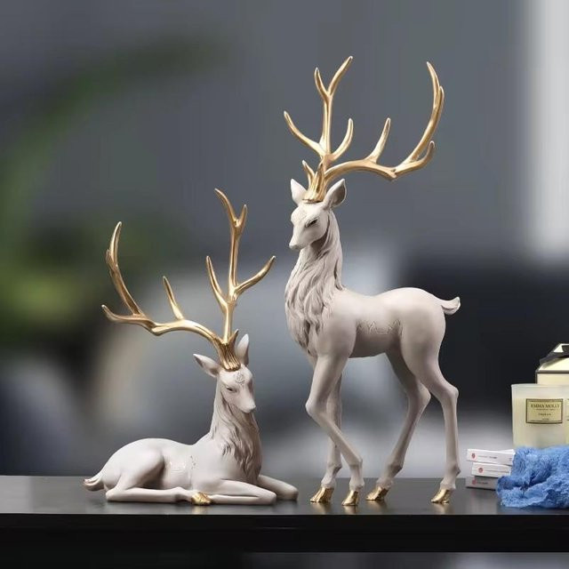 Yiran Furniture Hirschstatue aus Harz als luxuriöse Elchskulptur für deine Wohnzimmerdekoration, Höhe: 35 cm - Bild 1
