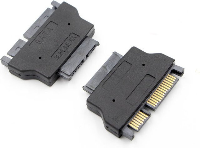 OULLX Slimline SATA 13Pin Buchse auf SATA 22Pin Stecker Konverter, Seriell ATA 7+15 auf Slim 7+6 Pin Adapter, Schwarz - Bild 1