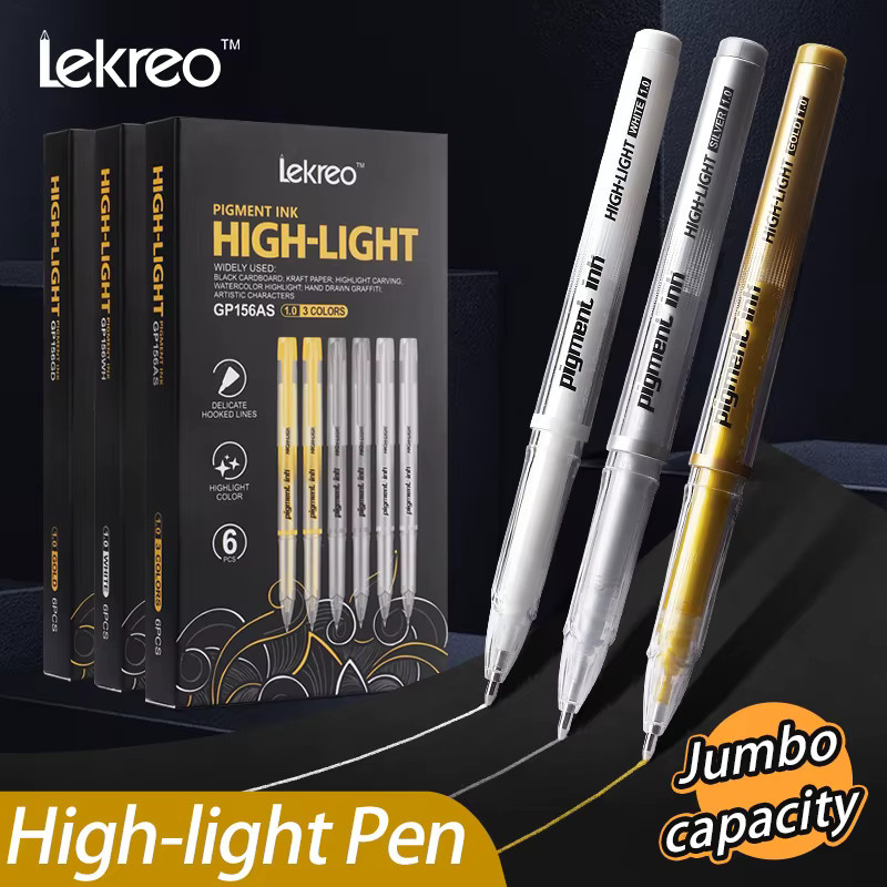 Lekreo Highlight-Gelstifte Set mit extra feiner Spitze 1,0 mm in Gold, Silber und Weiß für Kunst und Zeichnungen - Bild 2