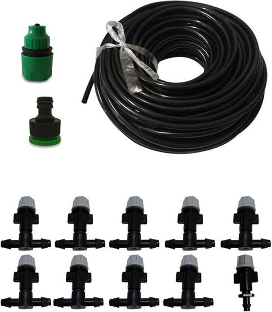 Kayusha Garten Sprinkler Set mit 20 Düsen für Nebel-Kühlsystem und Hochdruck-Vernebler in Schwarz - Bild 1