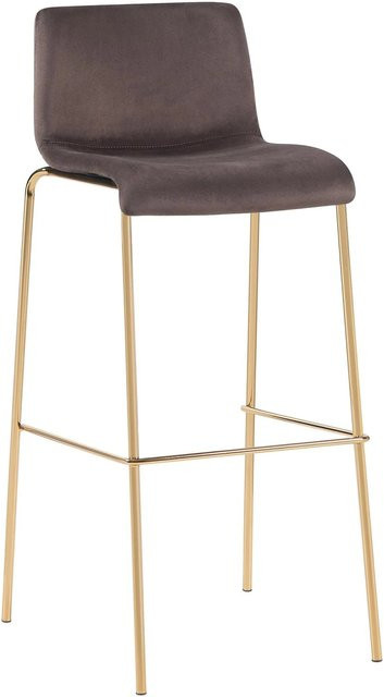 DELUKE Barhocker TENAR Samt Braun mit Goldgestell, B/T/H: 43 x 48 x 100 cm - Bild 1