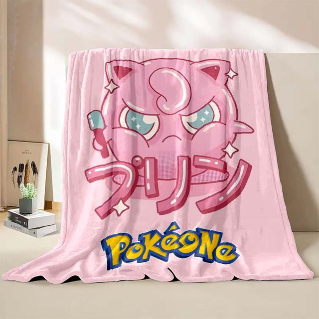 Pokémon Pummeluff Kuscheldecke aus Fleece in Rosa für Erwachsene und Kinder, B/B: 180 x 230 cm - Bild 1