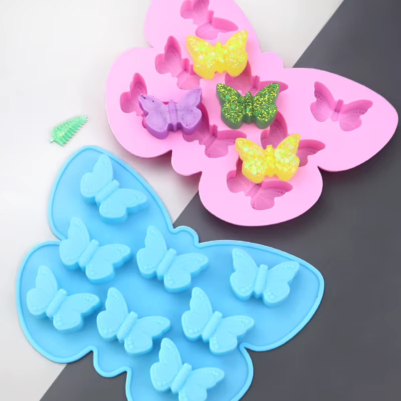 CHOOFUN 8-Loch Schokoladenform aus Silikon in Pink für Schmetterlings- und Herzformen zum Backen und Dekorieren von Süßigkeiten, Pudding und Eiswürfeln - Bild 2