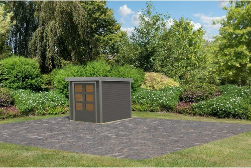 KARIBU Gartenhaus Osterby 2 aus Fichtenholz in Grau mit Pultdach und Zylinderschloss, B/H/T: 227 x 208,5 x 213 cm - Bild 1