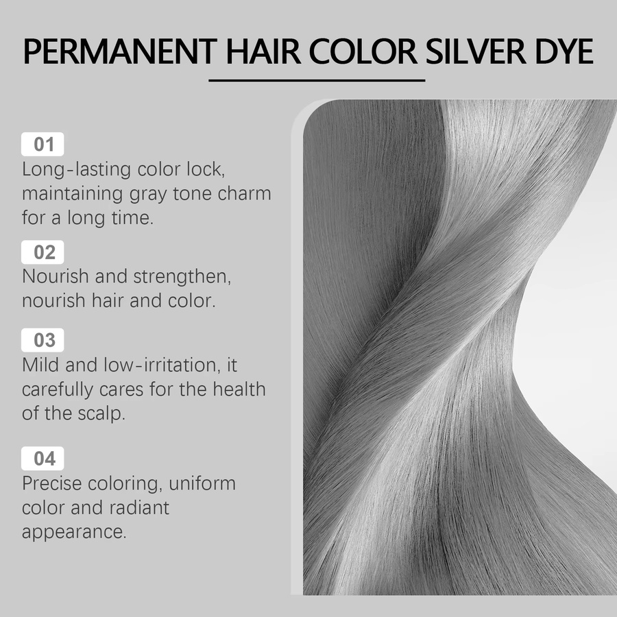 HOEGOA Permanente Haarfarbe Silber, 100g, Unisex - Bild 2