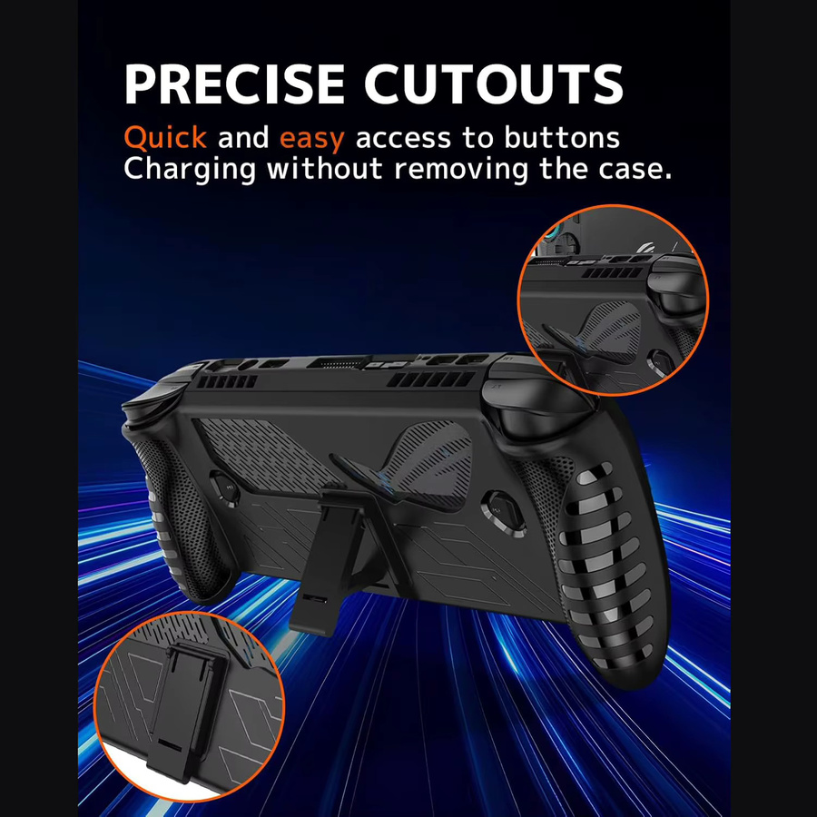 Asus ROG Ally und ROG Ally X Schutzhülle aus TPU in Schwarz mit integriertem Ständer - Bild 2