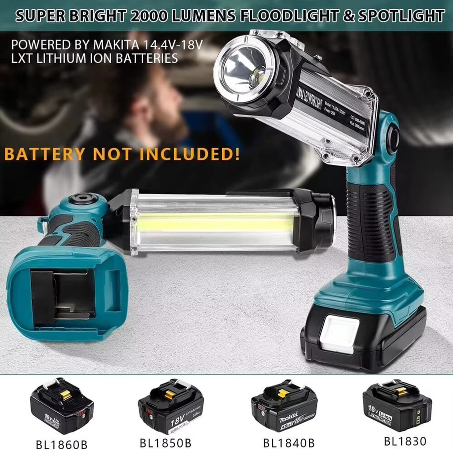 Makita LED-Arbeitsleuchte in Blau mit 35 W, tragbarer Flutlicht-Scheinwerfer für 18 V Li-Ionen-Akkus und USB-Anschluss - Bild 3