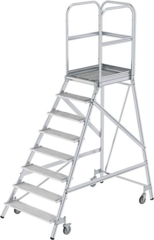 Günzburger Steigtechnik MUNK 51108 Aluminium Podestleiter mit 8 Stufen in Silber - Bild 2