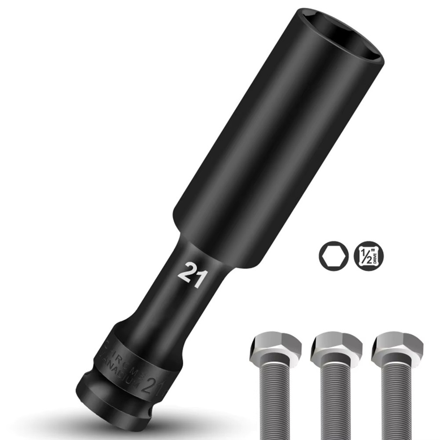 VIBRATITE Steckschlüssel Hex Buchse Kopf 1/2 Zoll Adapter Set 8mm-24mm für pneumatische Werkzeuge, Länge: 128mm - Bild 3