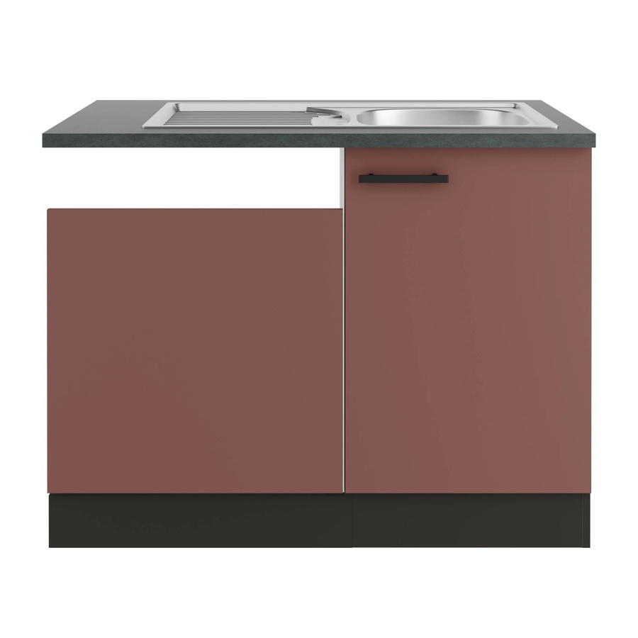 OPTIFIT Nizza407 Küchen-Spülenschrank-Set in Rostrot und Anthrazit mit Edelstahl-Elementen - Bild 2