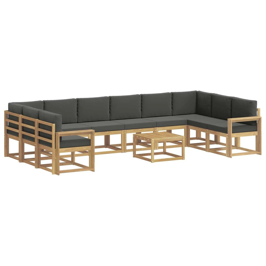 vidaXL Outdoor-Sofagarnitur L-Form aus Akazienholz mit 11 Kissen in Weiß und Anthrazit - Bild 2