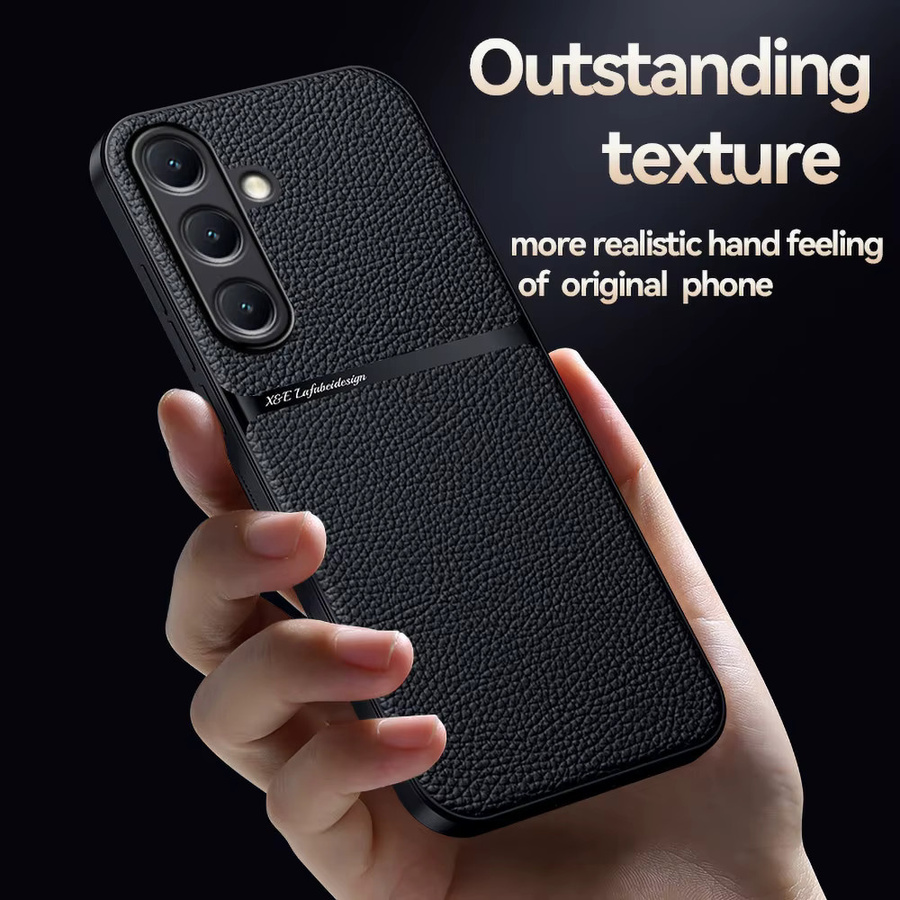 Luxus Leder Schutzhülle mit MagSafe Magnet für Samsung Galaxy S25 Ultra, S25 Plus, S24, S23 und S22 in Schwarz, Stoßfest und Matt - Bild 3