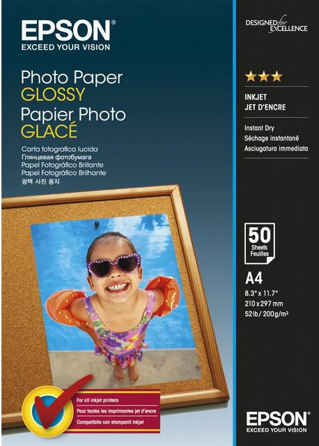 Epson Fotopapier Glänzend Weiss A4 Inkjet 200 g/m2 50 Blatt C13S042539 - Bild 1