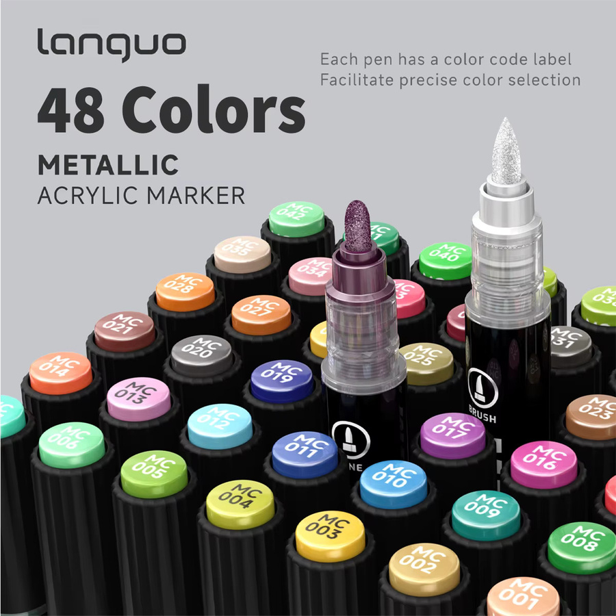 LanGuo Acrylmarker-Set mit Dual Tip für Künstler und Schüler, Mehrfarbig - Bild 3