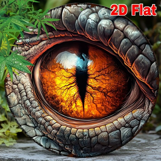 Dragon's Eye 2D Flat Metal Sign von Potdemiel – Runde Aluminium-Wandkunst mit mystischem Design in Multicolour, Durchmesser: 20 cm - Bild 1