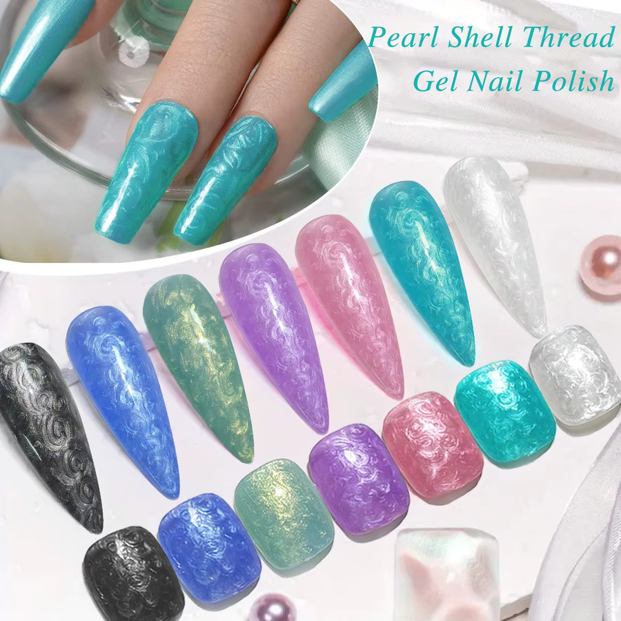 Shell Line Gel-Nagellack-Set Aurora Colorful Flash, Weiß-Rosa-Lila, schimmernd - Bild 4