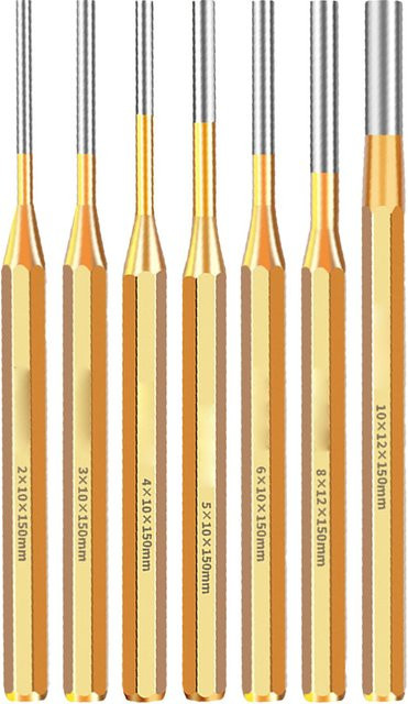 DAZZLEEX Messing Stanzrollenstiftentferner Konusstempel für Maschinenwartung in Gold, 2-10mm - Bild 1