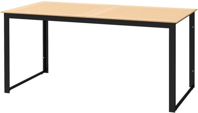 Outsunny Gartentisch aus Metall und WPC in Taupe für Garten und Terrasse, B/H/L: 80 x 75 x 160 cm - Bild 1