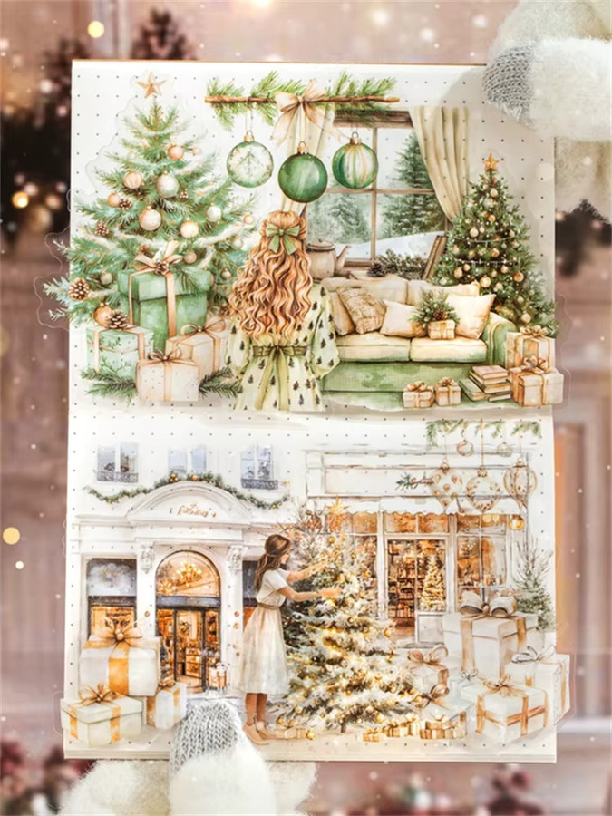 JIANQI 20 Stück Weihnachtsgeschenkverpackung Aufkleber aus PET in Multicolour für DIY Scrapbooking und Tagebuch Dekoration - Bild 2