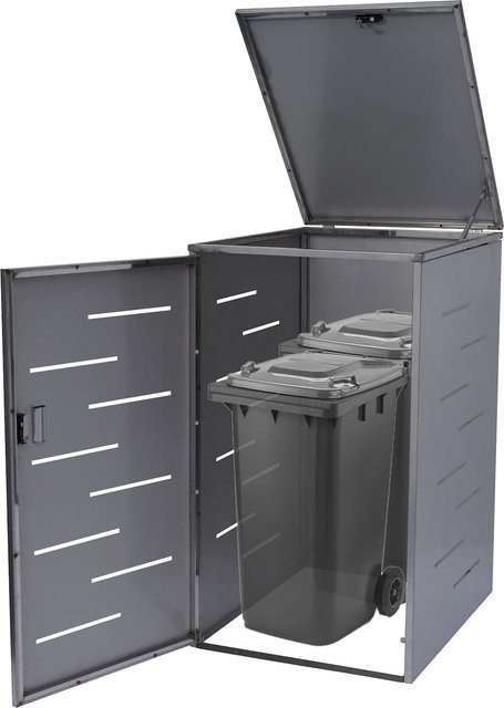 Mülltonnenverkleidung MCW-E83 Mülltonnenbox aus Edelstahl erweiterbar B/T/H: 116 x 71 x 98 cm - Bild 1