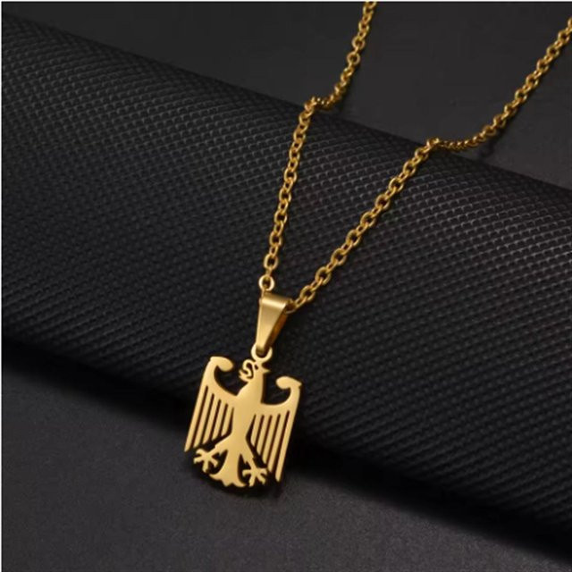 Halskette mit Adler Anhänger, Edelstahl, Gold, Unisex - Bild 1