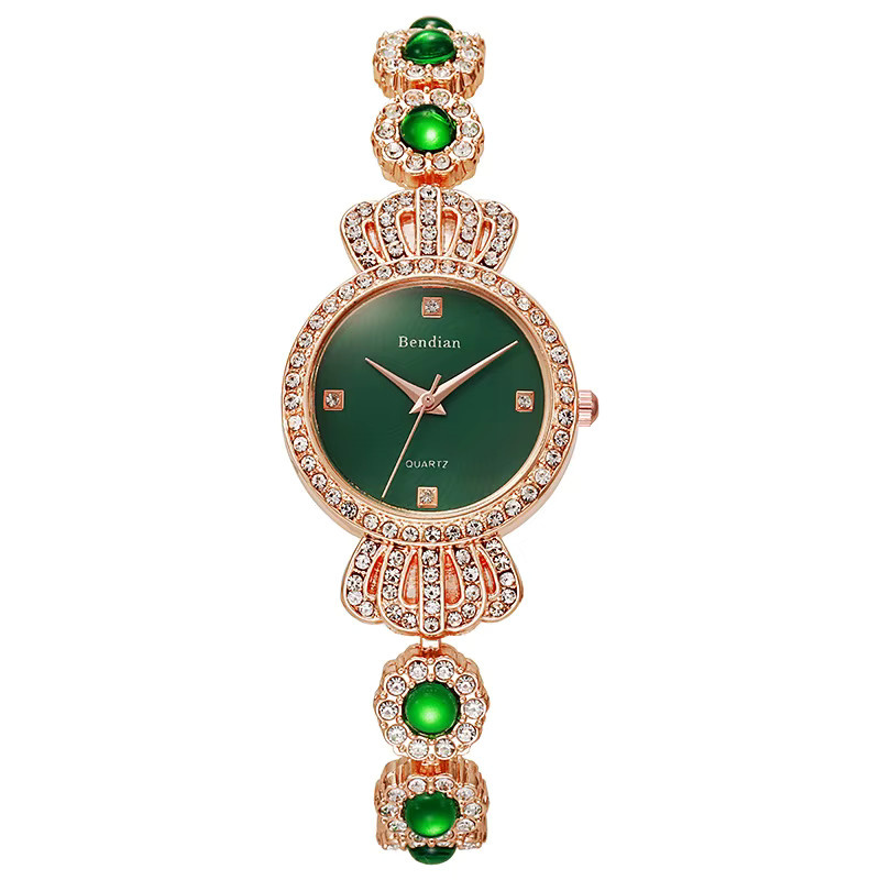 Mptionx Armbanduhr Roségold, Smaragdgrün, Diamant, Quarz, Damen - Bild 5