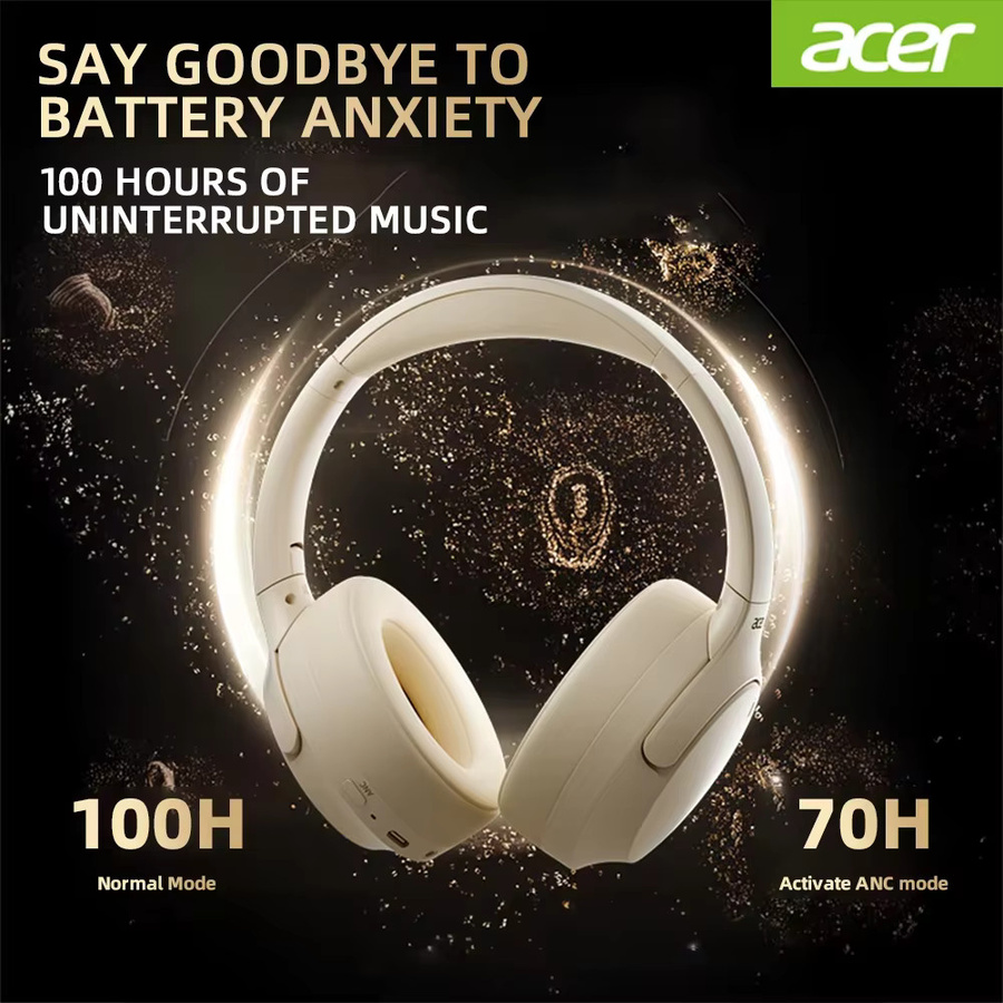 Acer OHR305 ANC Drahtlose Kopfhörer in Schwarz mit Bluetooth 5.4, ENC, HD-Mikrofon, Head Tracking, 3D Spatial Audio und -42dB Geräuschunterdrückung - Bild 5