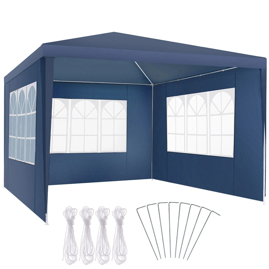 tectake Pavillon Barinas Blau, wasserdicht und mit UV-Schutz, B/T/H: 300 x 300 x 250 cm - Bild 2