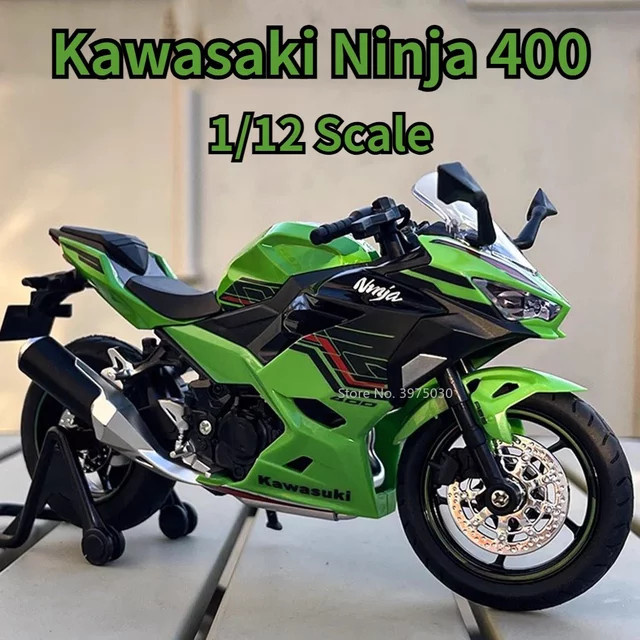 MAKEDA Ninja 400 Metalldruckguss-Motorrad, 1:12, mit Ton und Licht, grün - Bild 1