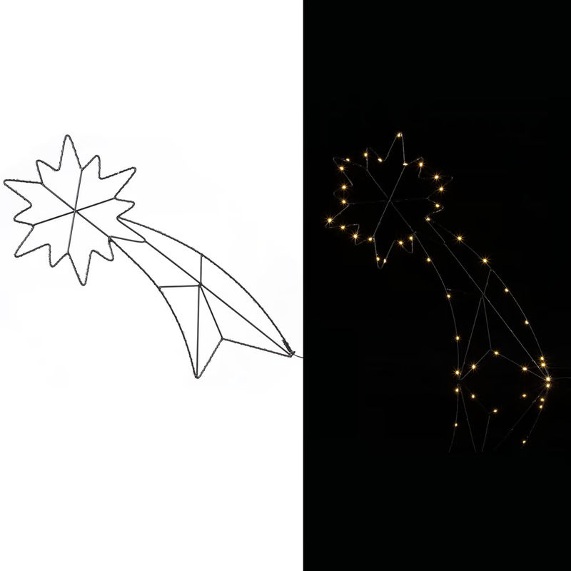 Casaria LED Sternschnuppe Weihnachts-Hängeornament aus Metall in Silber und Weiß mit Timer - Bild 3