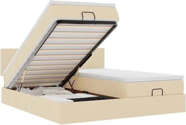 vidaXL Ottoman-Bett mit Matratzen in Creme, Stoff, B/T/H: 200 x 200 x 203 cm - Bild 1