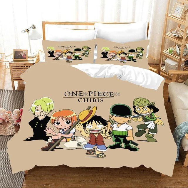 ONE PIECE Bettwäsche Set mit Motiv aus Japan Anime, beige, B/H: 200 x 200 cm - Bild 1
