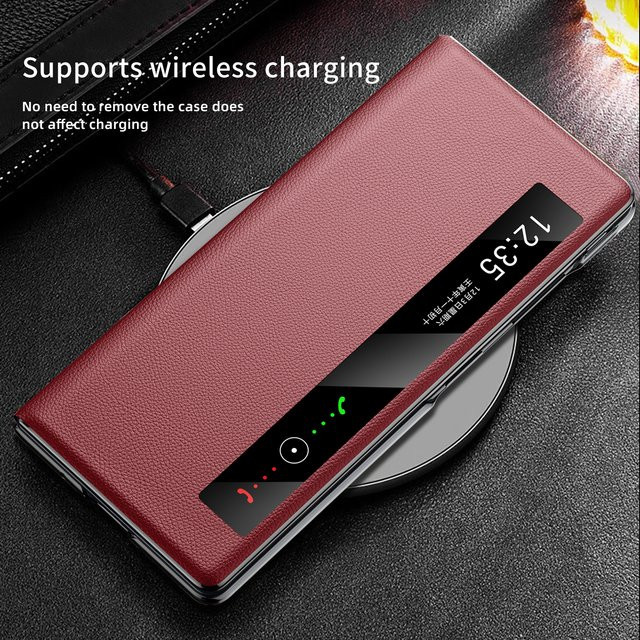 LANGSIDI MagSafe Leder Smart Flip Case für Vivo X Fold 5 in Rot mit magnetischer Buchrücken-Funktion - Bild 1