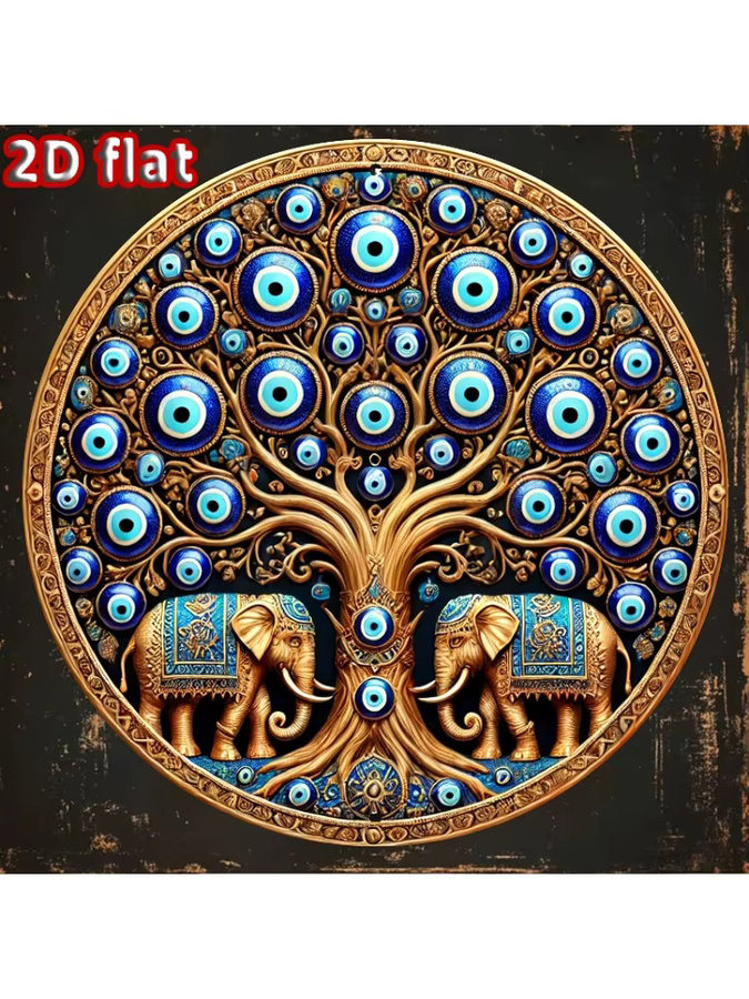 CIFBUY Türkische Böses-Auge Metall-Wanddekoration, rundes orientalisches Metallschild mit vorgebohrten Löchern, Durchmesser: 19,81 cm - Bild 6
