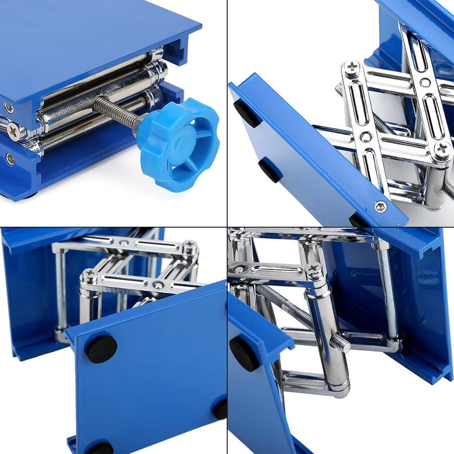 Blauer galvanisierter Aluminium-Scherenheber für Laboranwendungen B: 100 mm, T: 100 mm - Bild 4