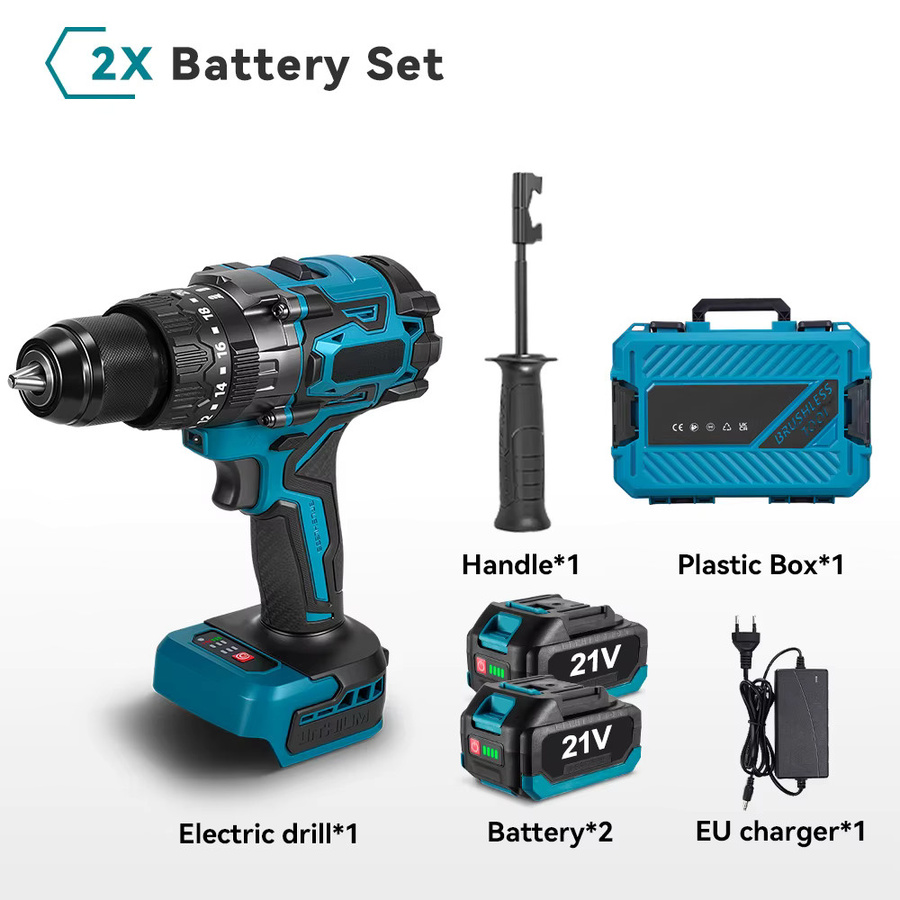 Bürstenloser Elektro-Bohrschrauber mit 900 Nm Drehmoment und 20+3 Stufen für Makita LXT Akkus, Blau - Bild 6