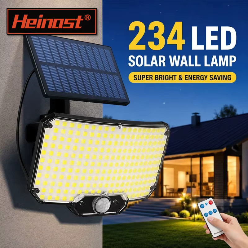 Heinast Solarleuchte mit 234 LEDs und Bewegungssensor, moderne Außen-Solarlampe in Schwarz für Garten und Wand, kühles Weiß - Bild 2