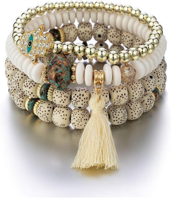 Mango Event Armband Set, Zinklegierung, beige, Kristall, Perle, Zirkonia, Damen - Bild 1