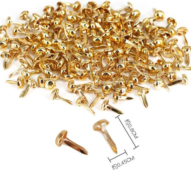 100 Stück Runde Metall Brads im Mix Muster für DIY Scrapbooking und Handwerk in Multicolour - Bild 1