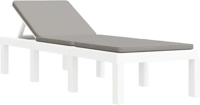 vidaXL Sonnenliege mit Auflagen in Weiß aus Kunststoff mit verstellbarer Kopfstütze und UV-beständigem Polyester - Bild 1