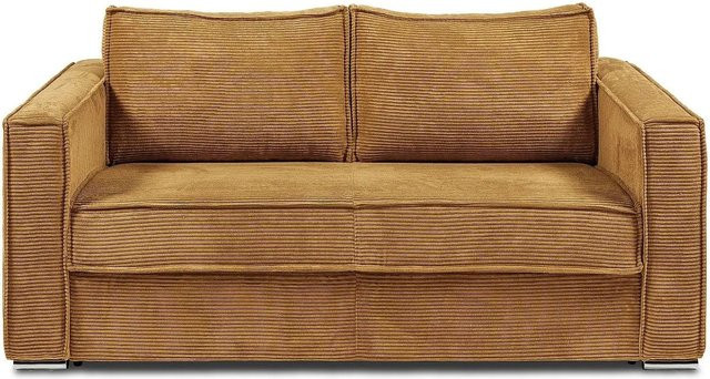 Vente-unique Schlafsofa Loreto in Senfgelb mit Cord-Bezug, Breite: 195 cm - Bild 1