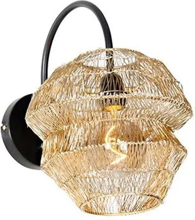 QAZQA Vadi Orientalische Wandleuchte aus Stahl in Schwarz und Gold, dimmbar, E27
