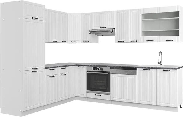 Vicco Fame-Line Eckküche im Landhausstil in Weiß und Anthrazit, B/T/H: 227 x 287 cm - Bild 1