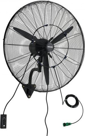 VEVOR Wandventilator mit Sprühfunktion und Oszillation, Schwarz, IP44-zertifiziert, 3 Geschwindigkeiten, Metall, Durchmesser: 760 mm - Bild 1
