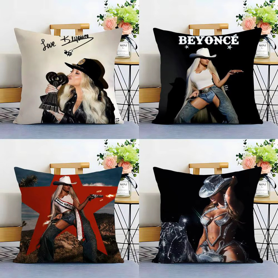 Singer B-Beyonce Cowboy-Kissenbezug aus weichem Plüschstoff in Multicolour, B/T/H: 30 x 30 x 30 cm - Bild 3
